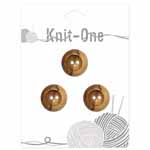Knit One 9530140 2 Hole Natural Wood Button (2/card) .88"/22 mm